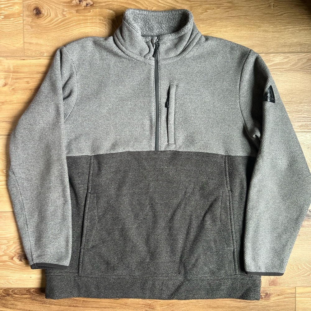 Ascend Fleece Interior Quarter Front Zip Sweater With Pockets 2 Tone Gray XL